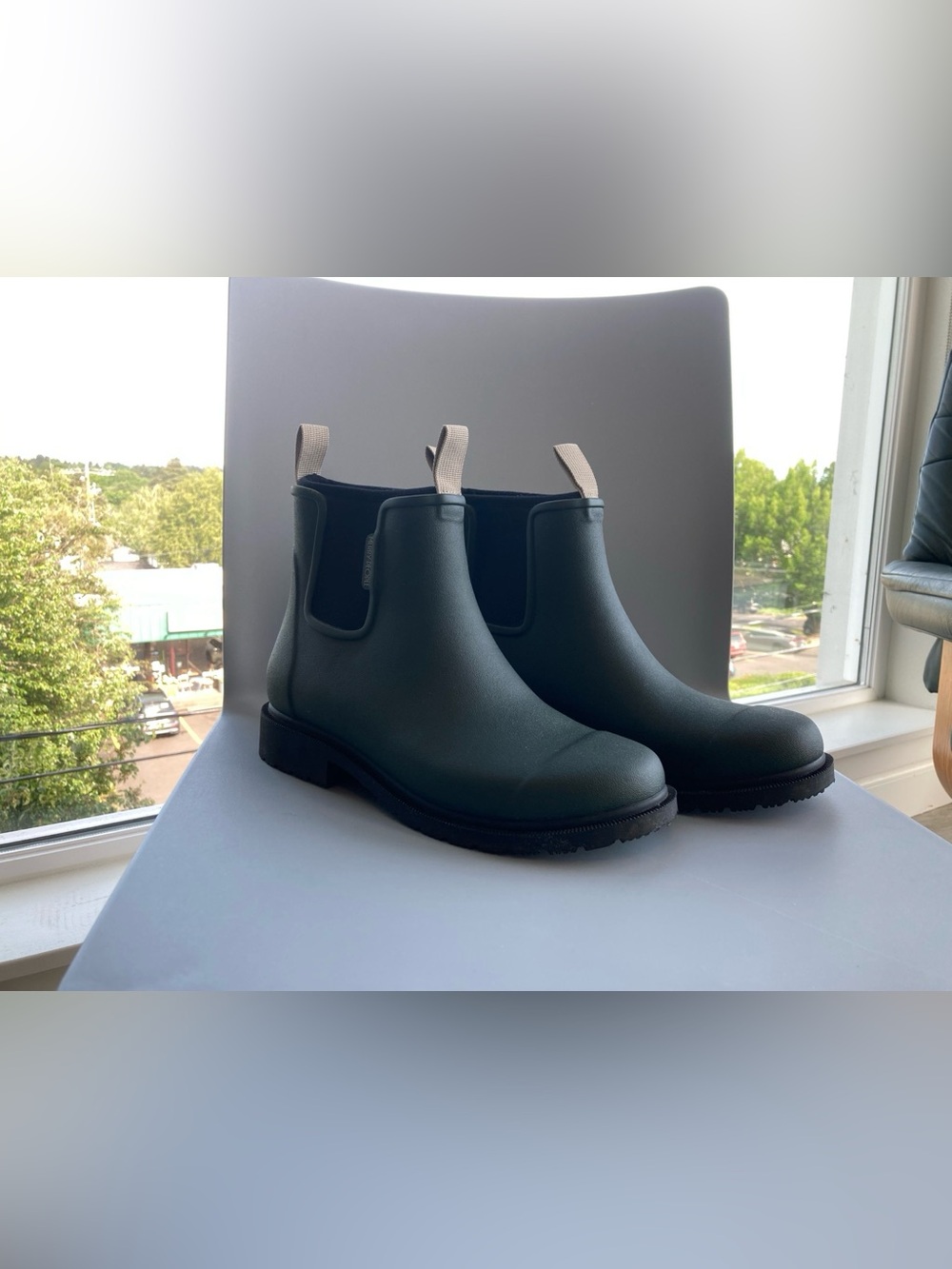 Merry People Bobbi Ankle Rain Boots in Forest Green